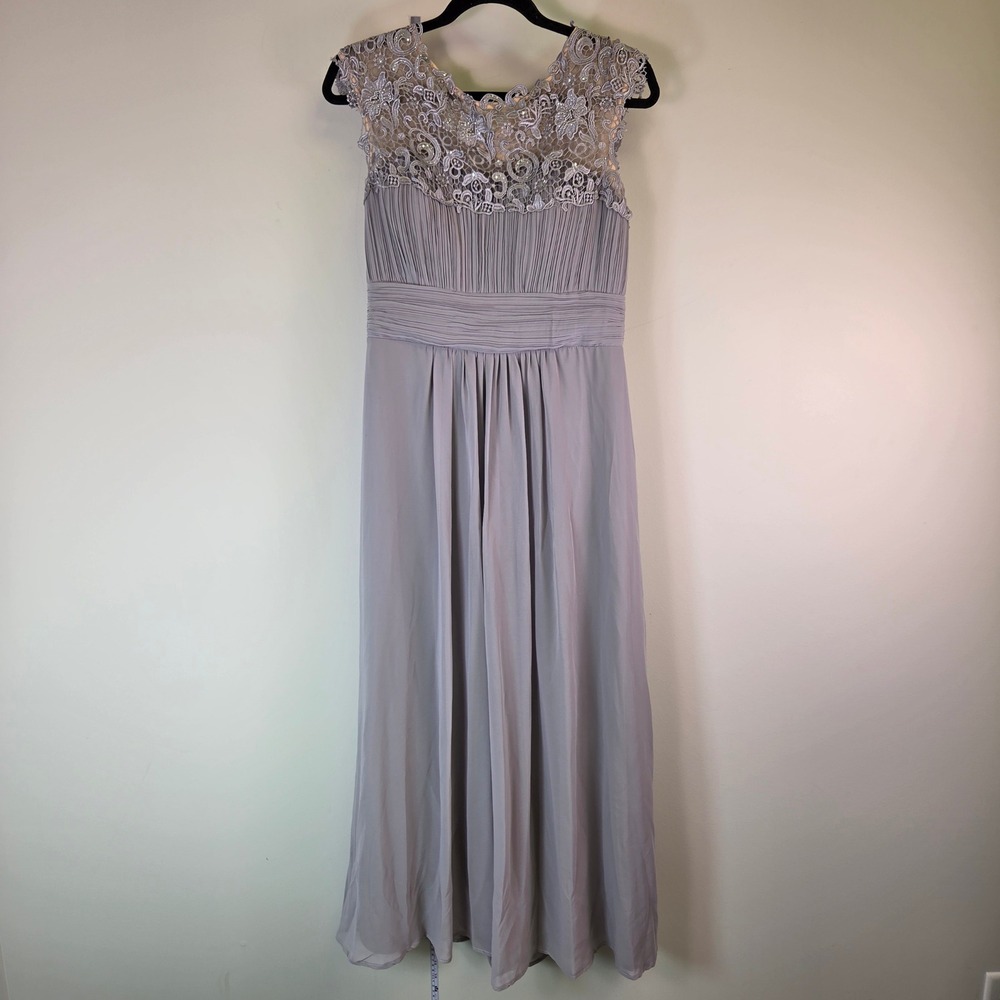 Ever Pretty Lavender Grey Lace Sequin Keyhole Back Chiffon Maxi Dress XL US 10